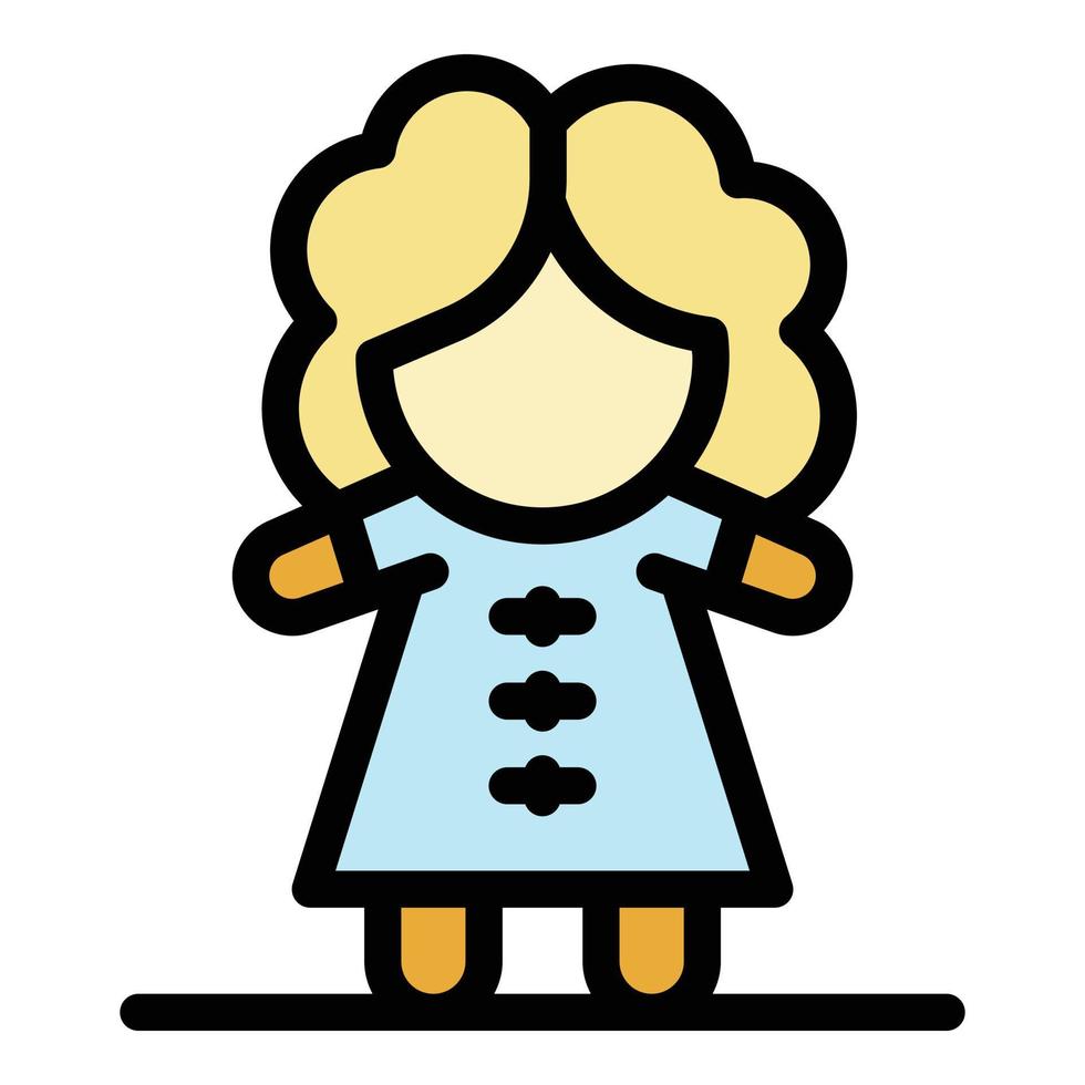 Girl doll icon color outline vector