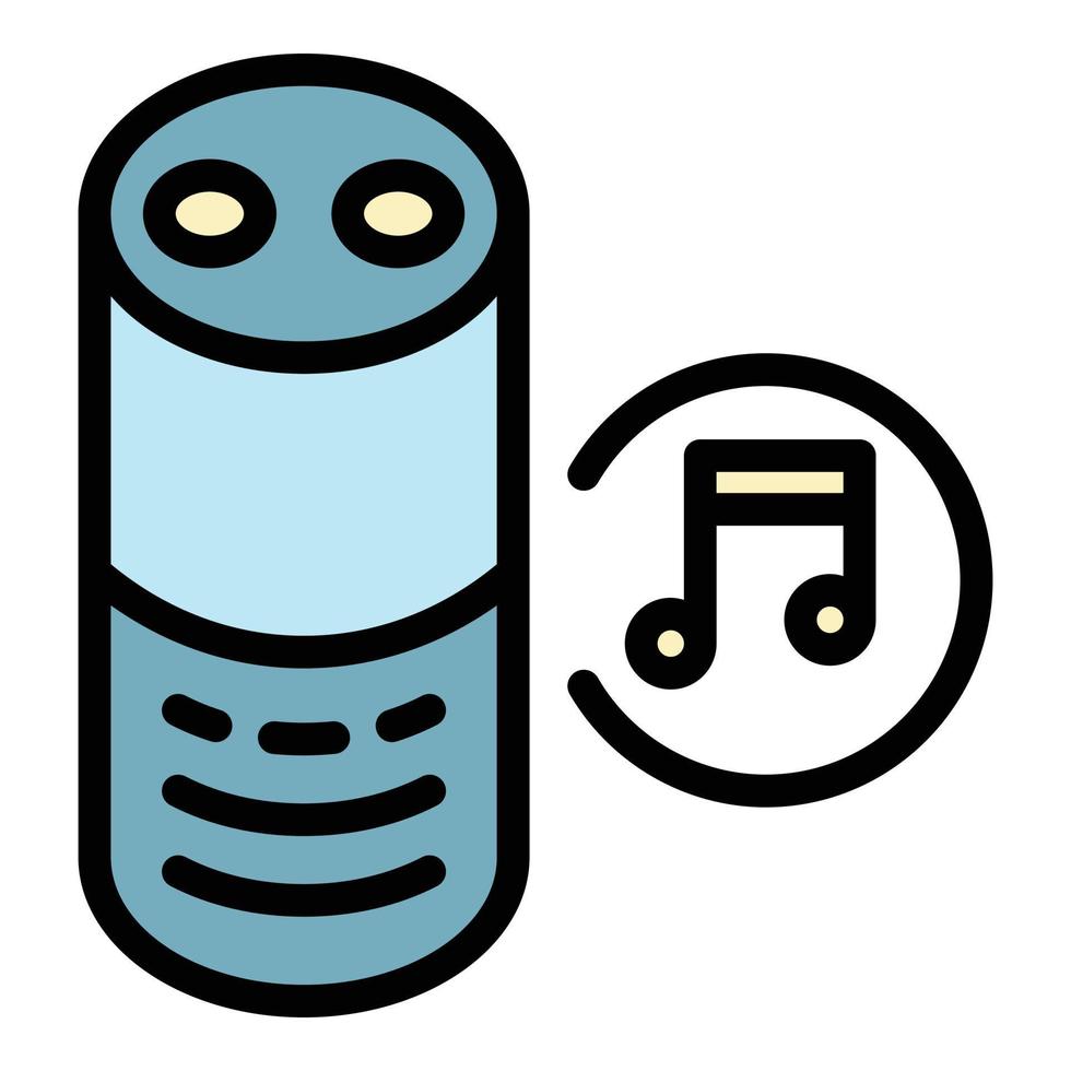 Smart speaker music icon color outline vector