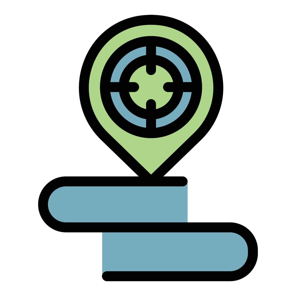 Target map pin icon color outline vector