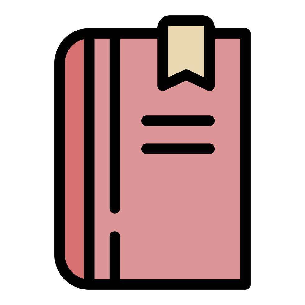 vector de contorno de color de icono de libro marcado