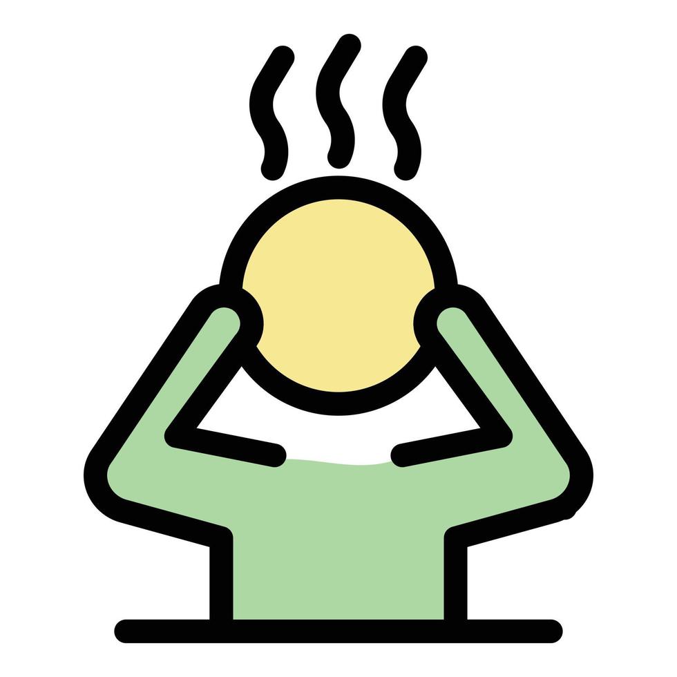 Fail stress icon color outline vector