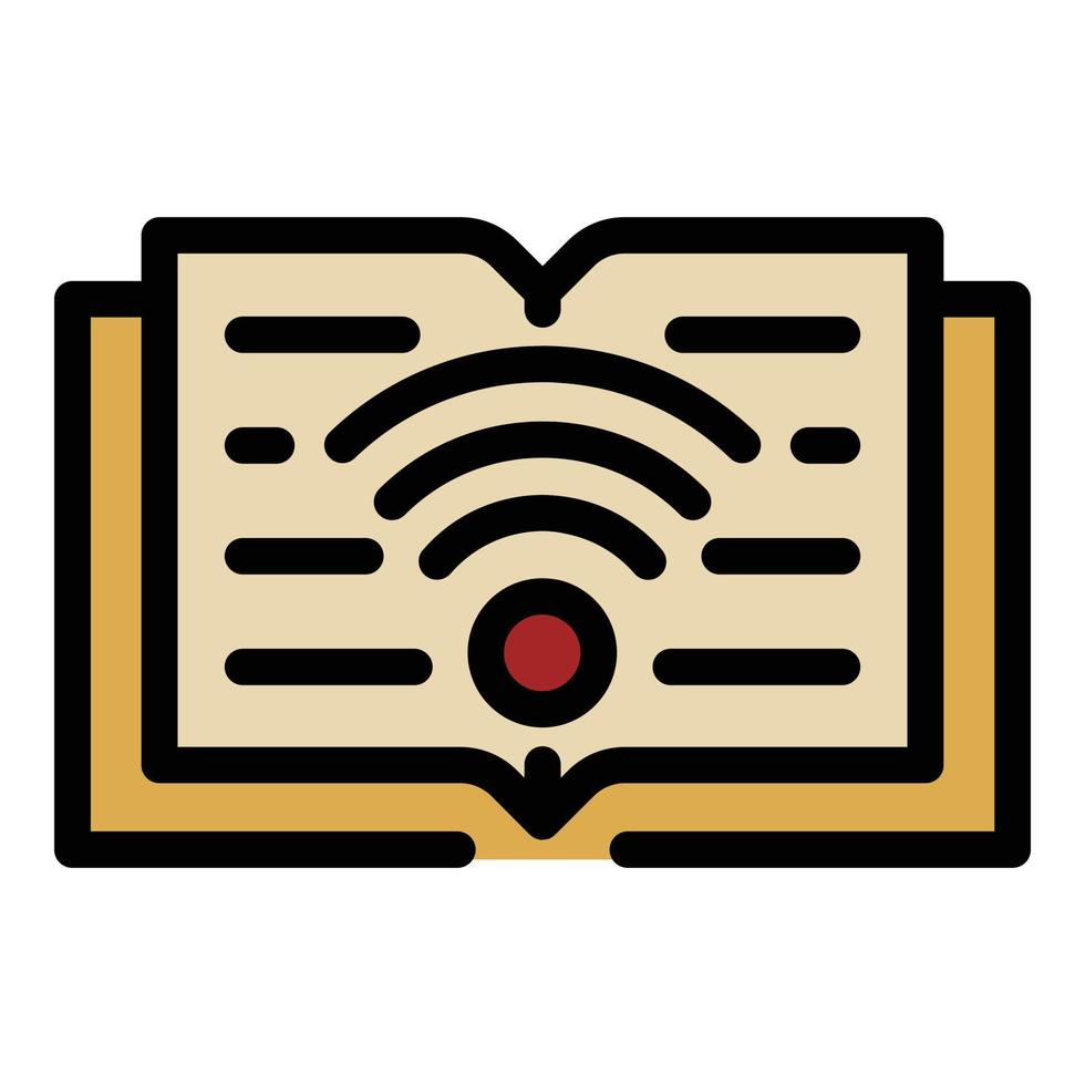 Download a book via wi fi icon color outline vector