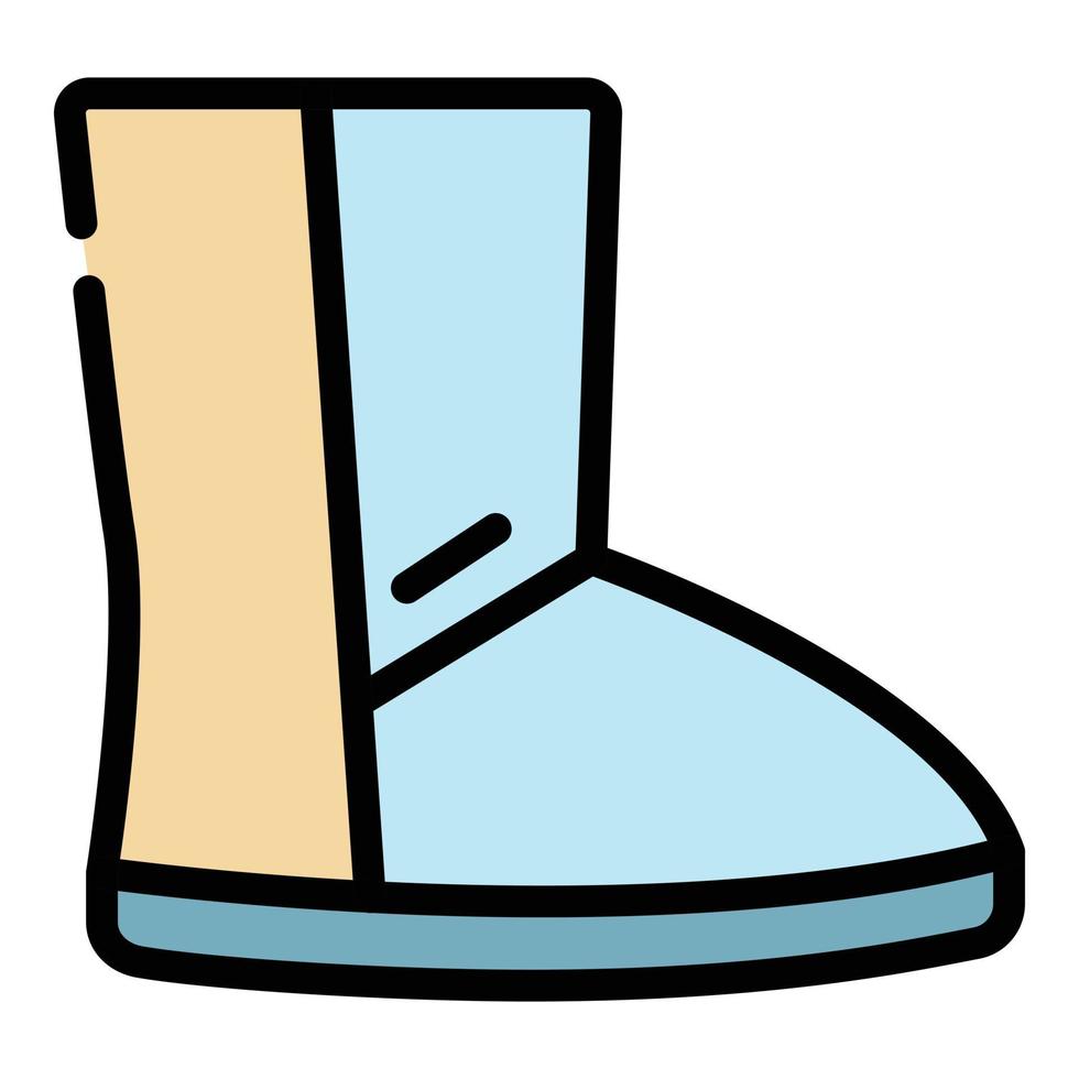 Casual ugg boot icon color outline vector