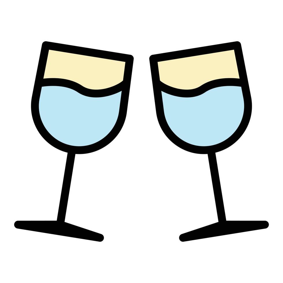 Honeymoon toast glasses icon color outline vector