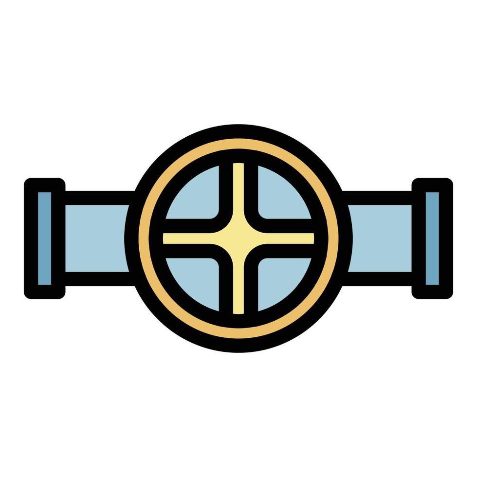 Wheel pipe tap icon color outline vector