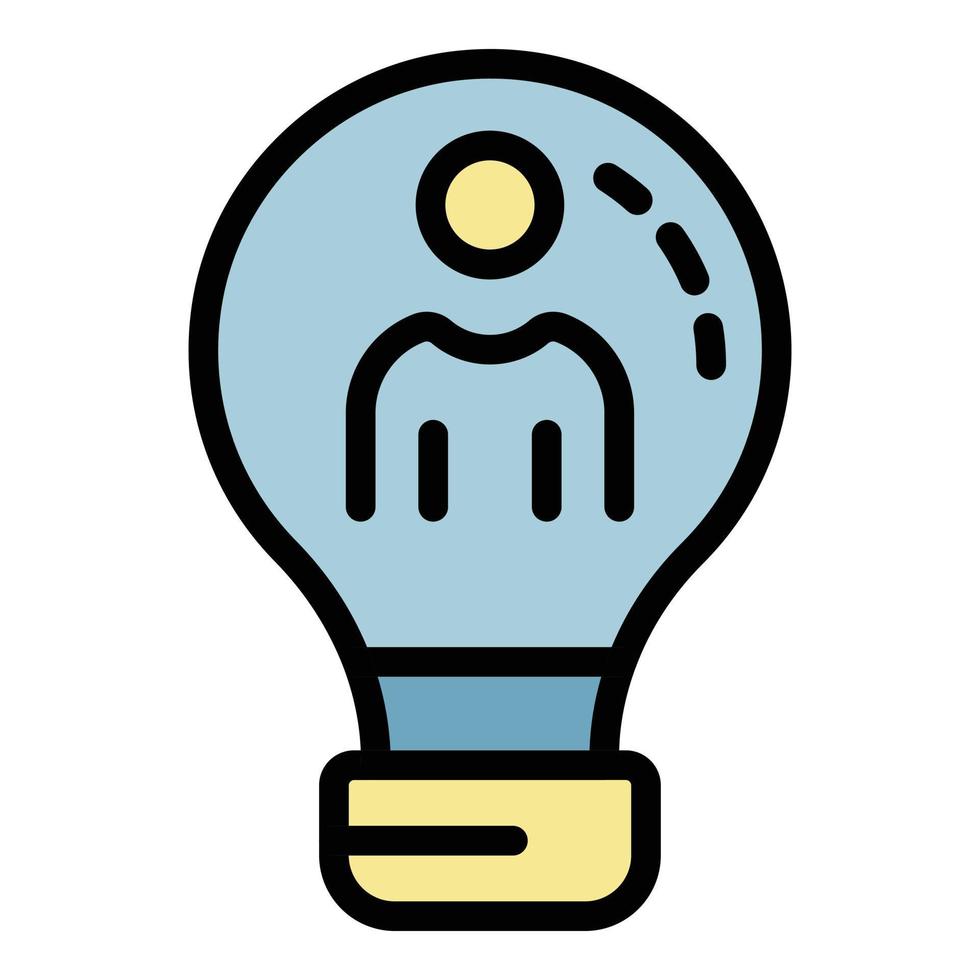 Man in the light bulb icon color outline vector