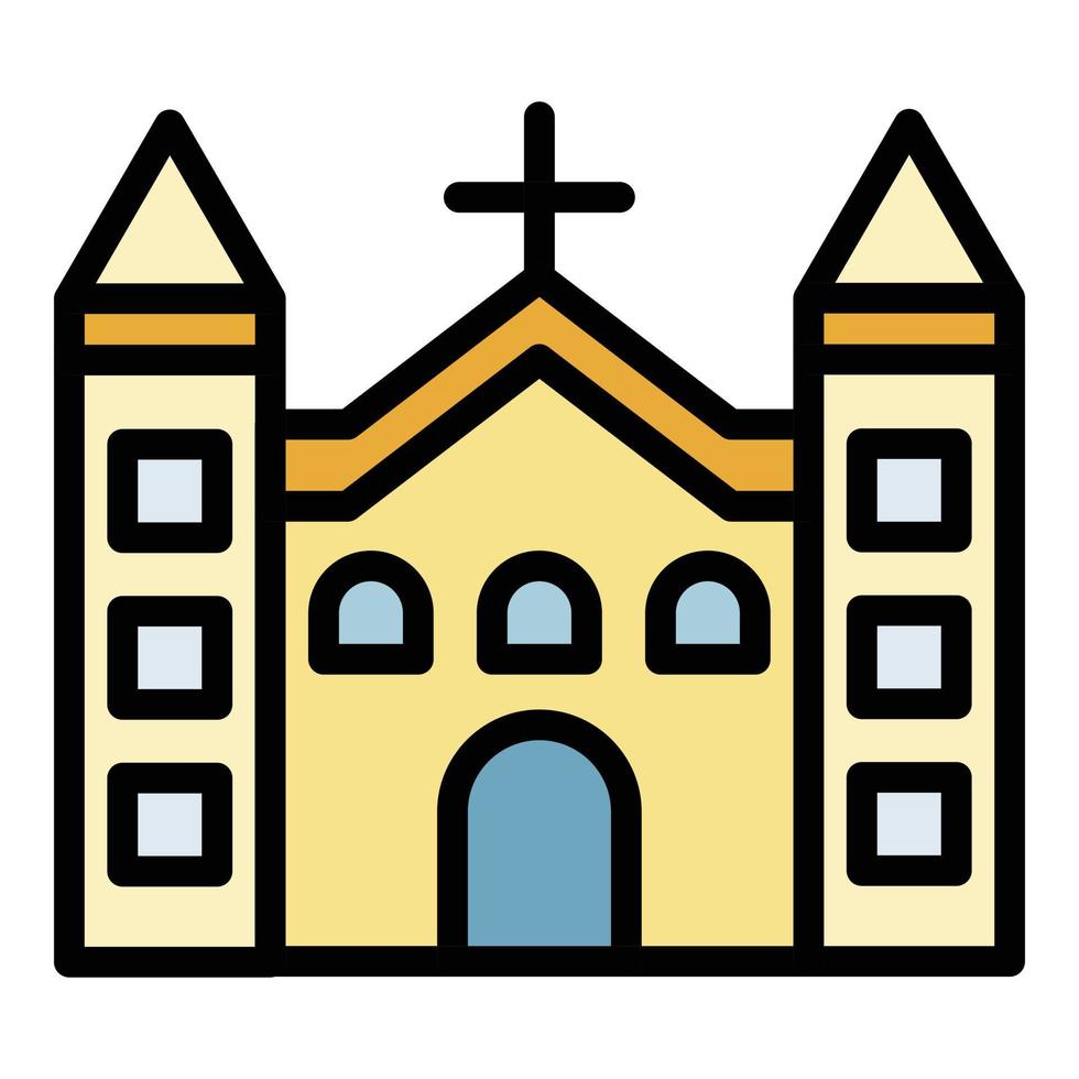 Catholic church icon color outline vector