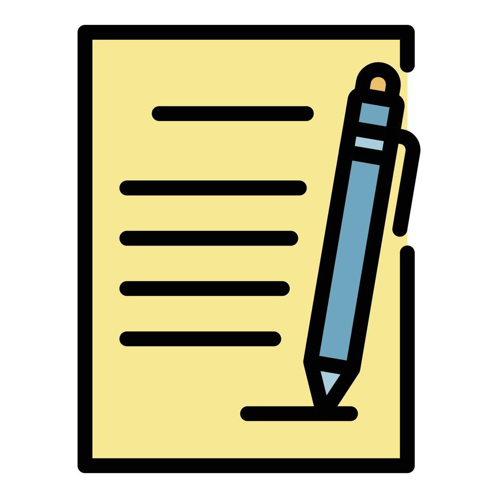 Document and pen icon color outline vector