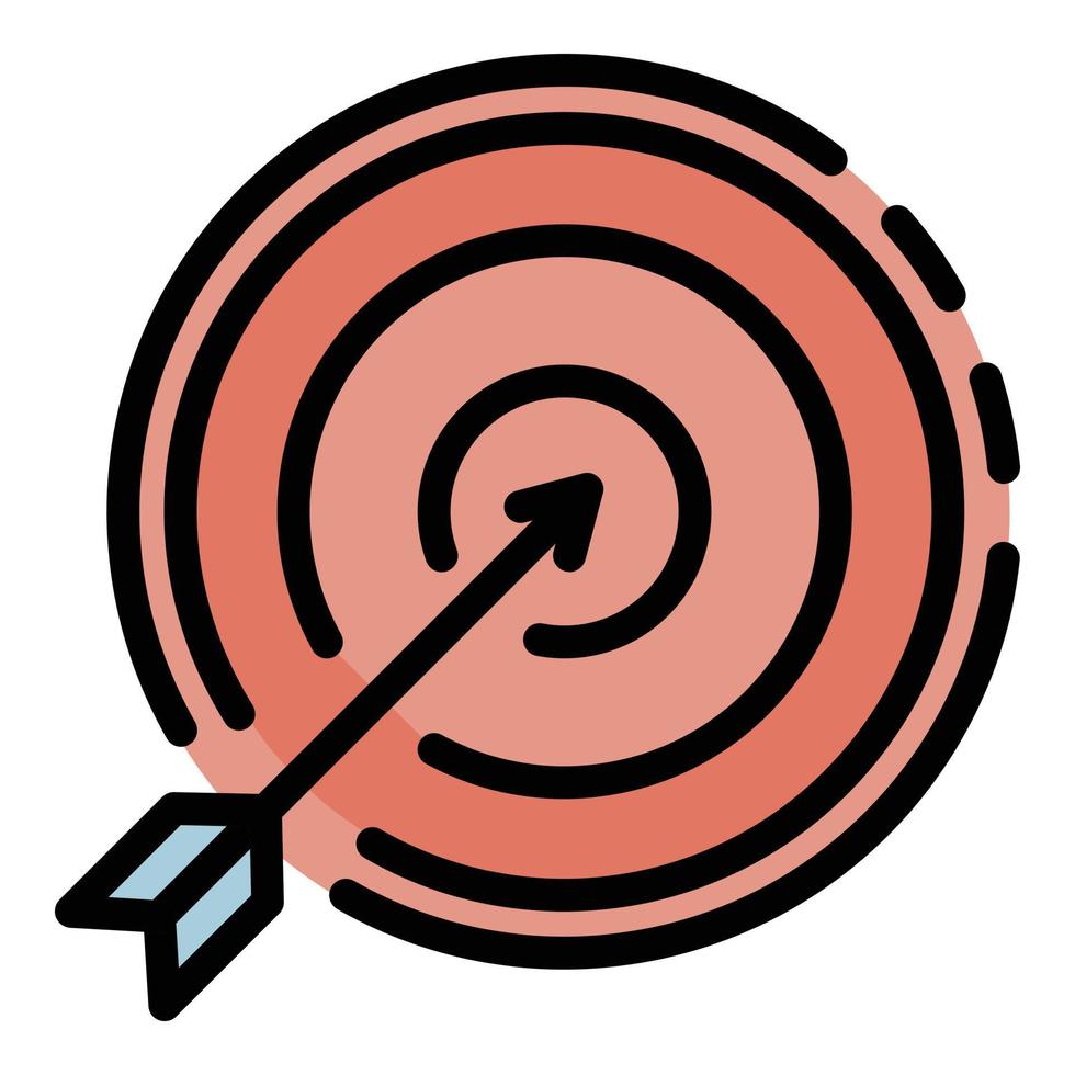 Arrow right on target icon color outline vector