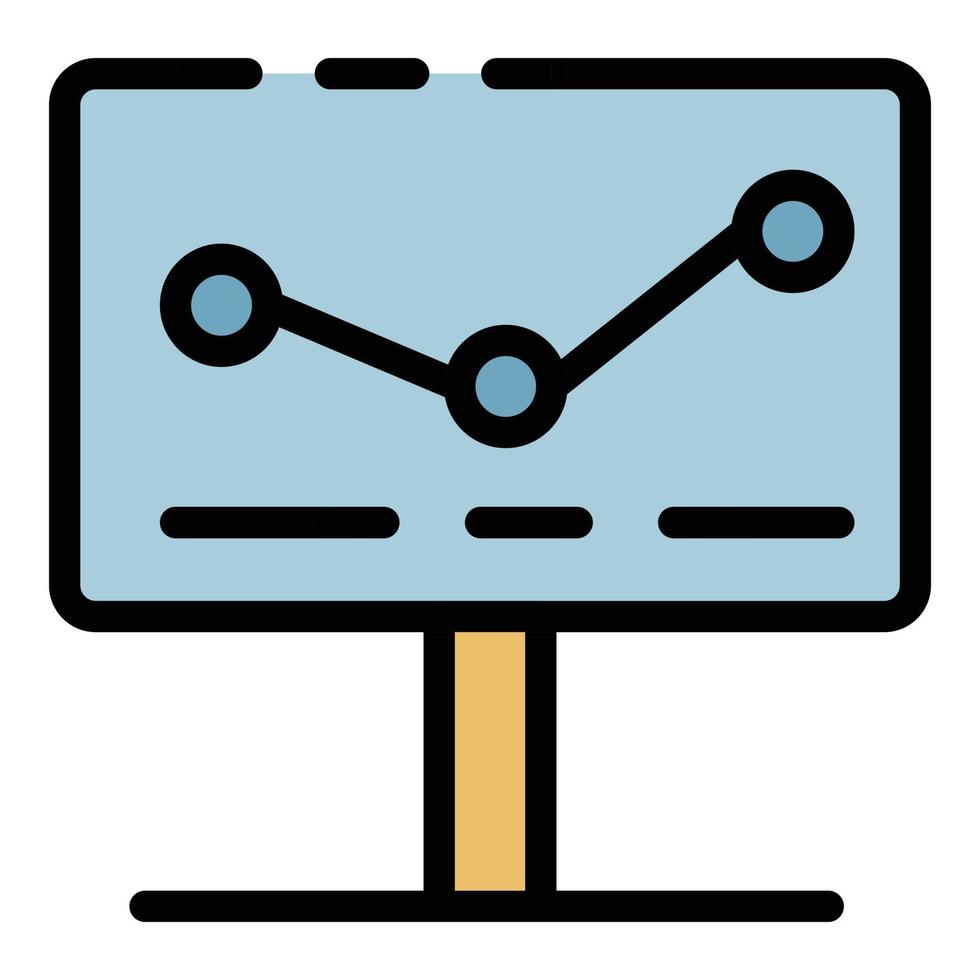 Graph on the monitor icon color outline vector