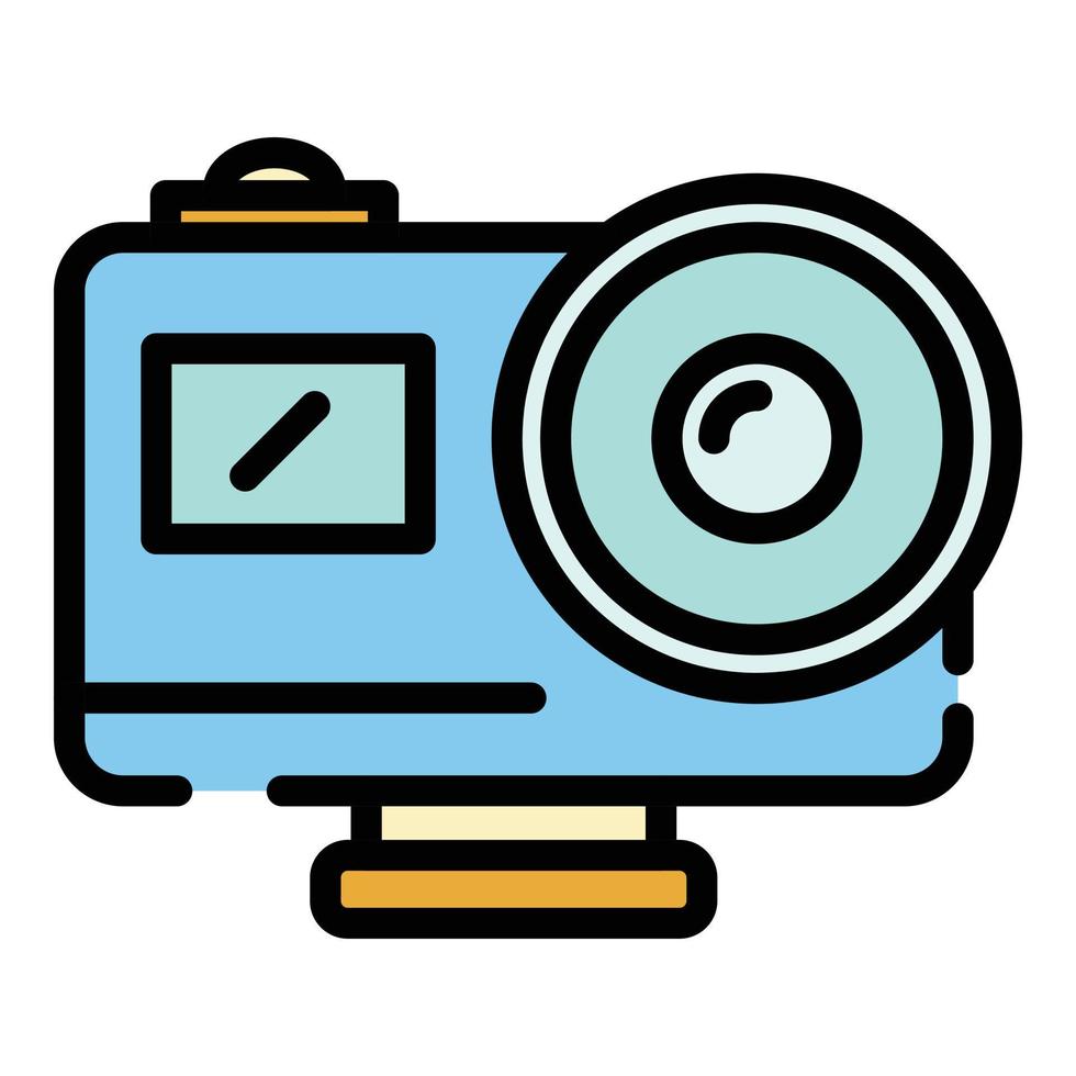 Action camera with lens icon color outline vector