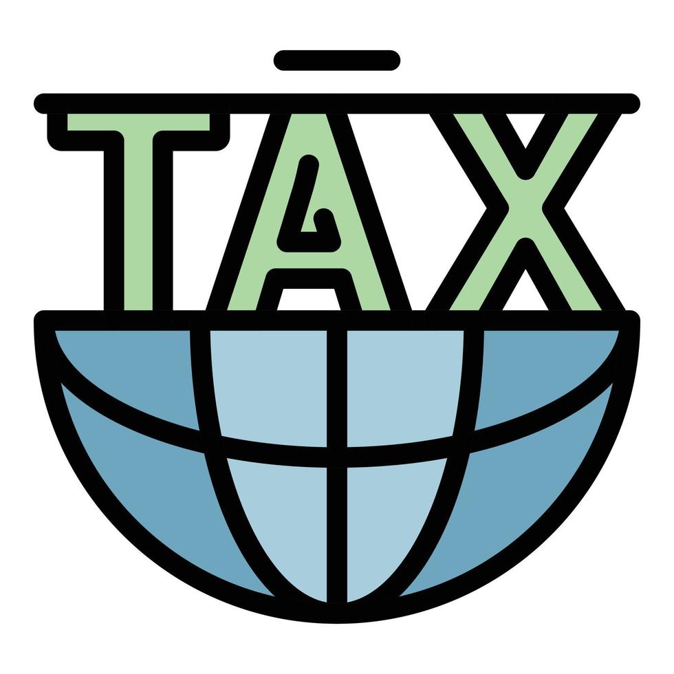 Global tax form icon color outline vector