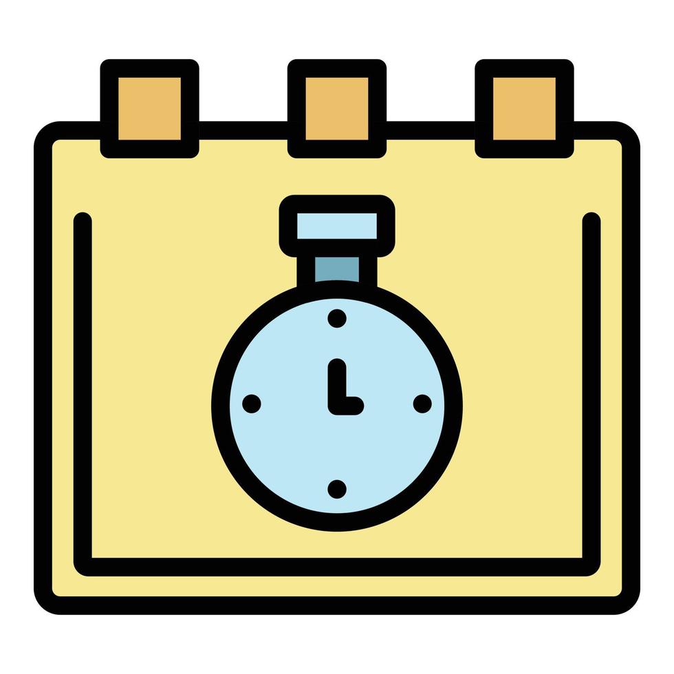 Clock and calendar icon color outline vector