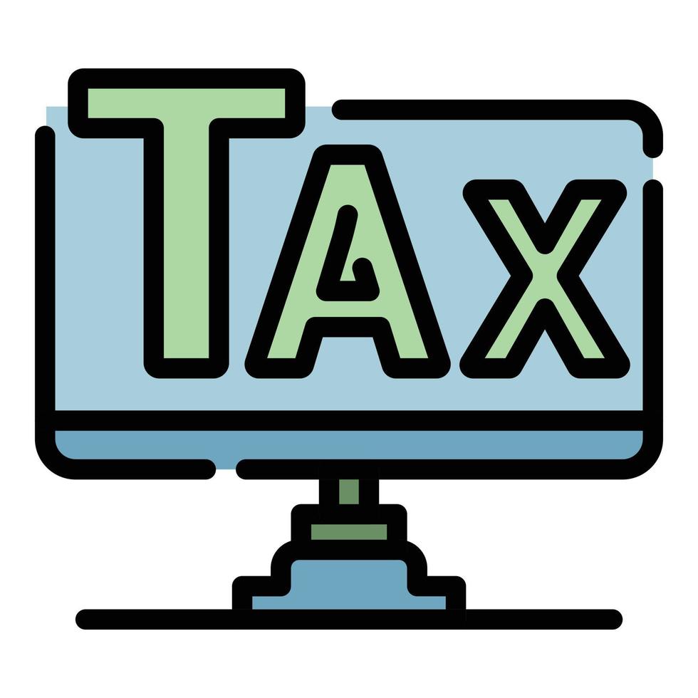 Online tax form icon color outline vector