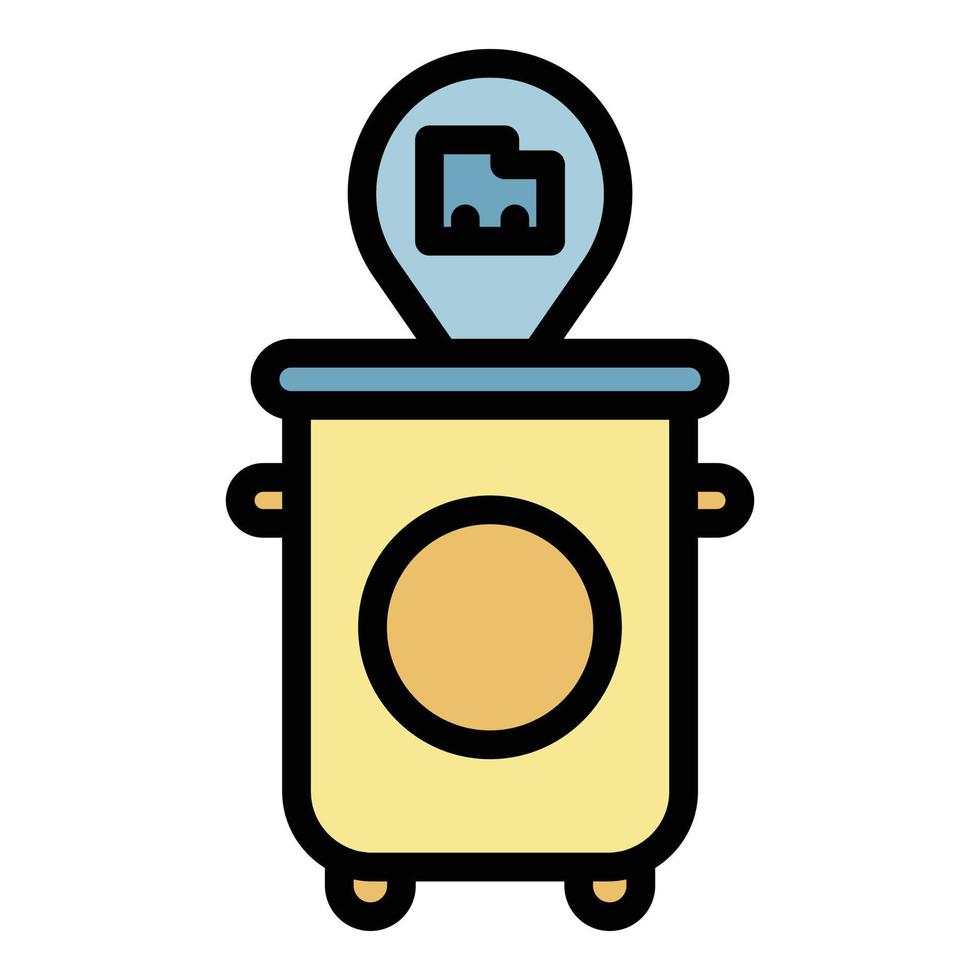 Garbage bin front view icon color outline vector