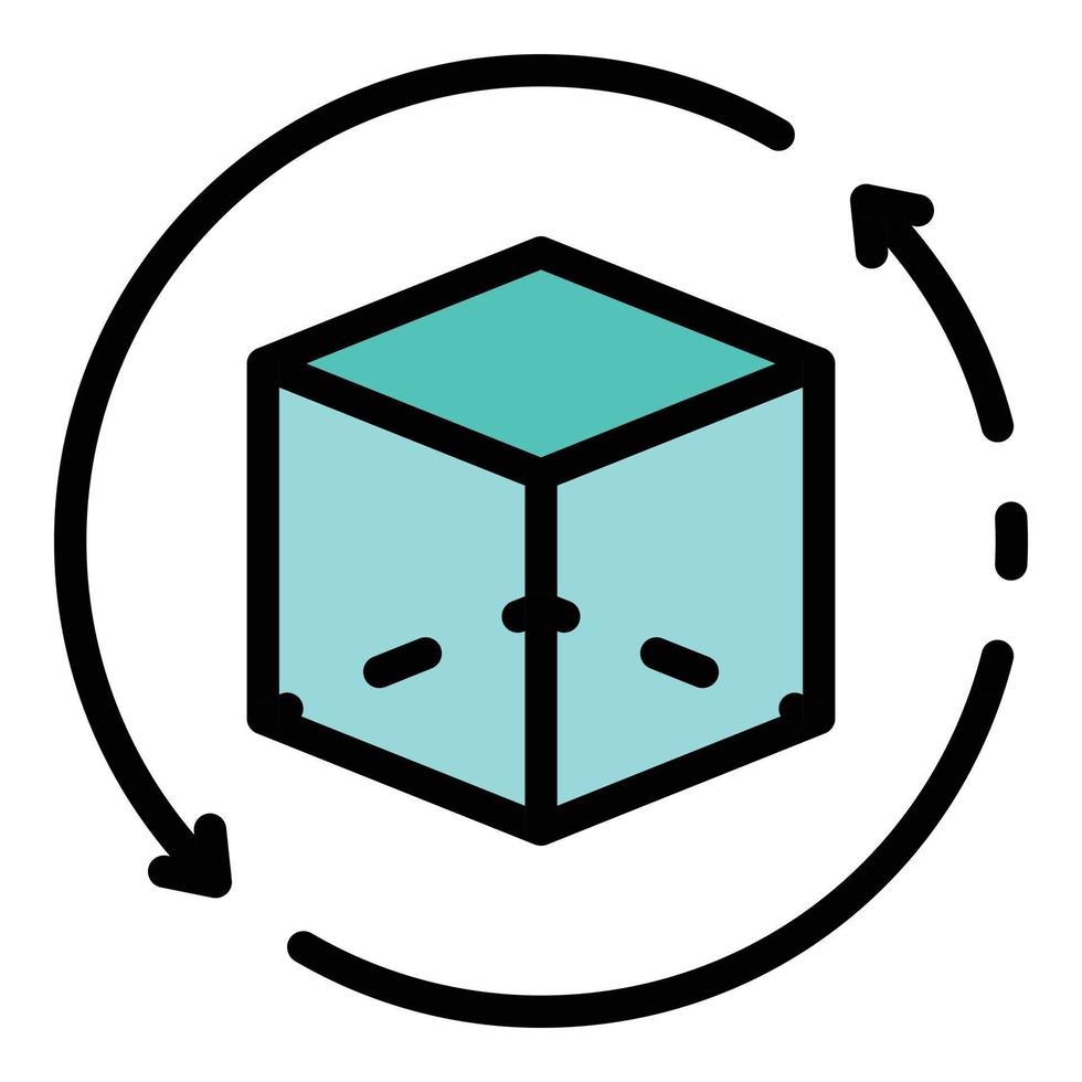 Cube vr icon color outline vector
