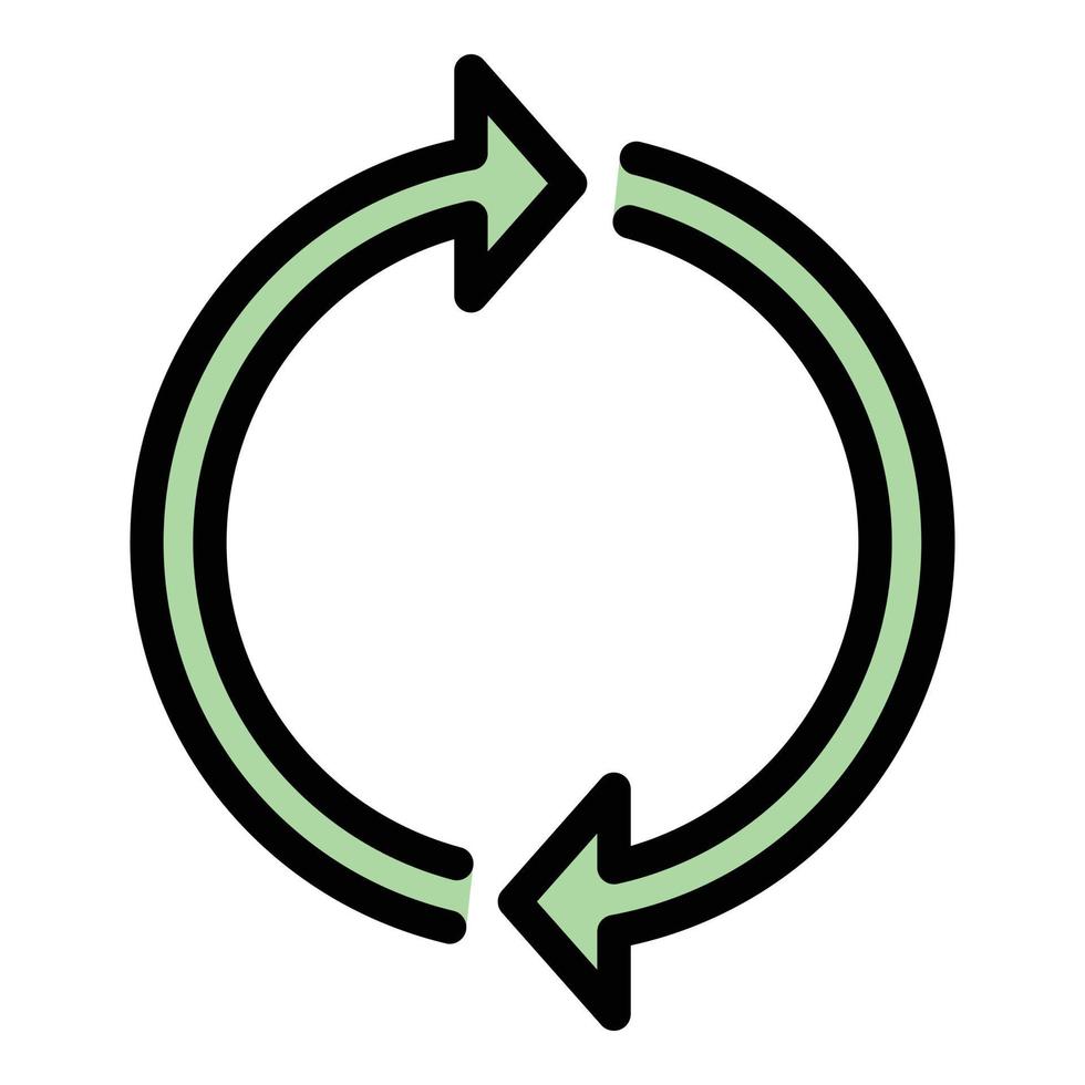 Two arrows forming a circle icon color outline vector