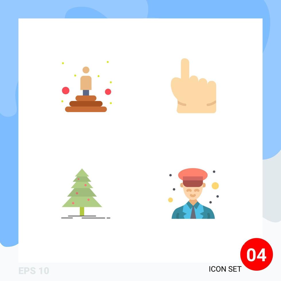 Editable Vector Line Pack of 4 Simple Flat Icons of best forest winner point x mas Editable Vector Design Elements