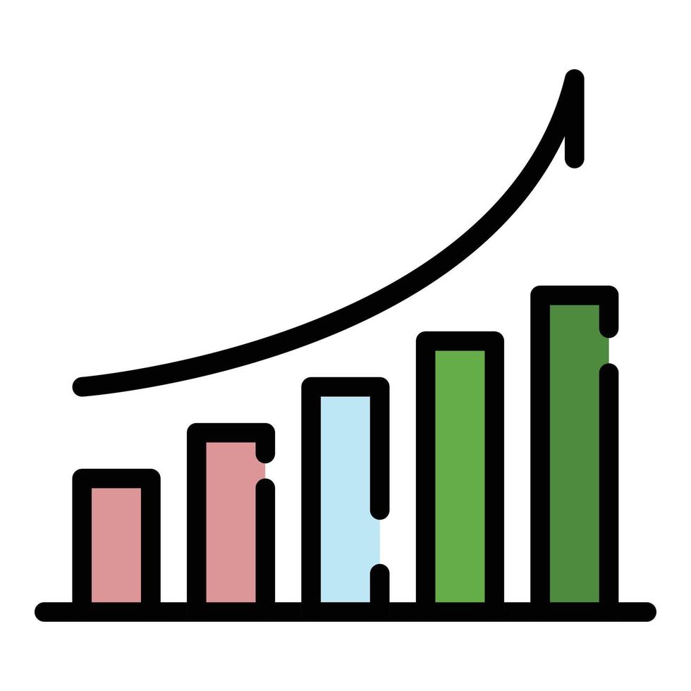 Finance graph grow icon color outline vector