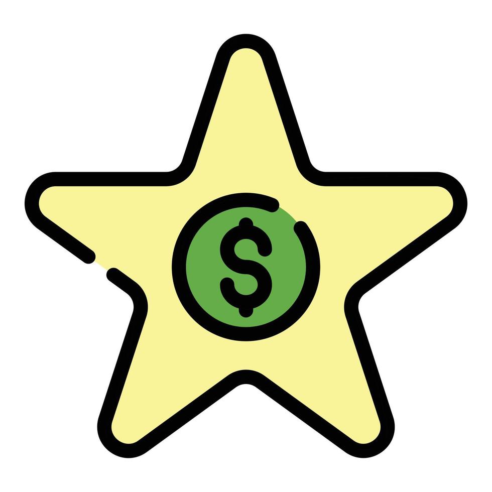 vector de contorno de color de icono de financiación de dinero estrella