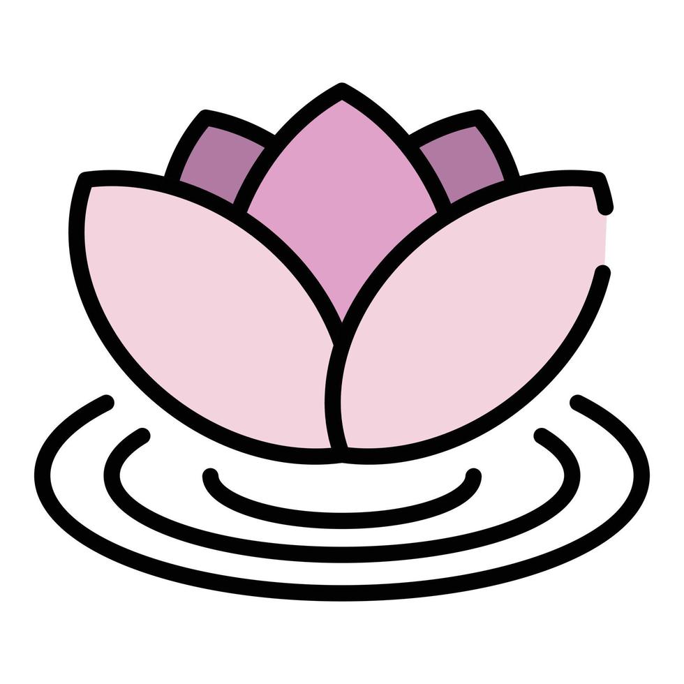 Lotus on water icon color outline vector