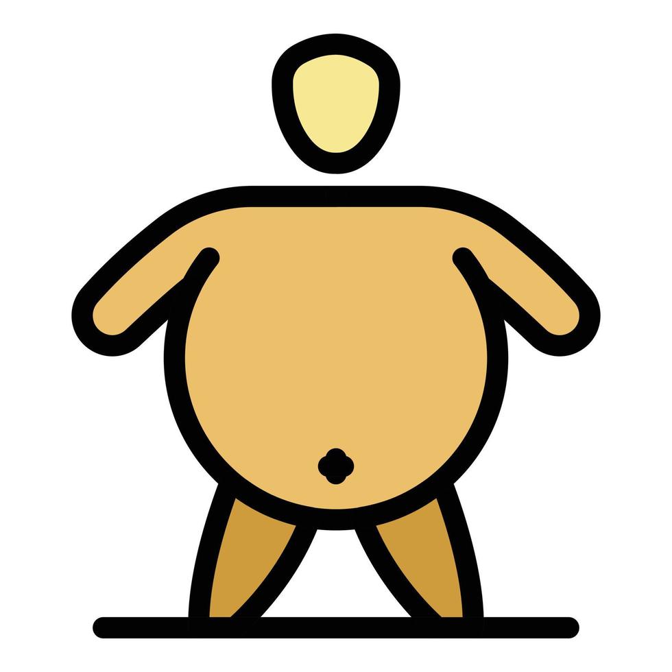 Big overweight man icon color outline vector