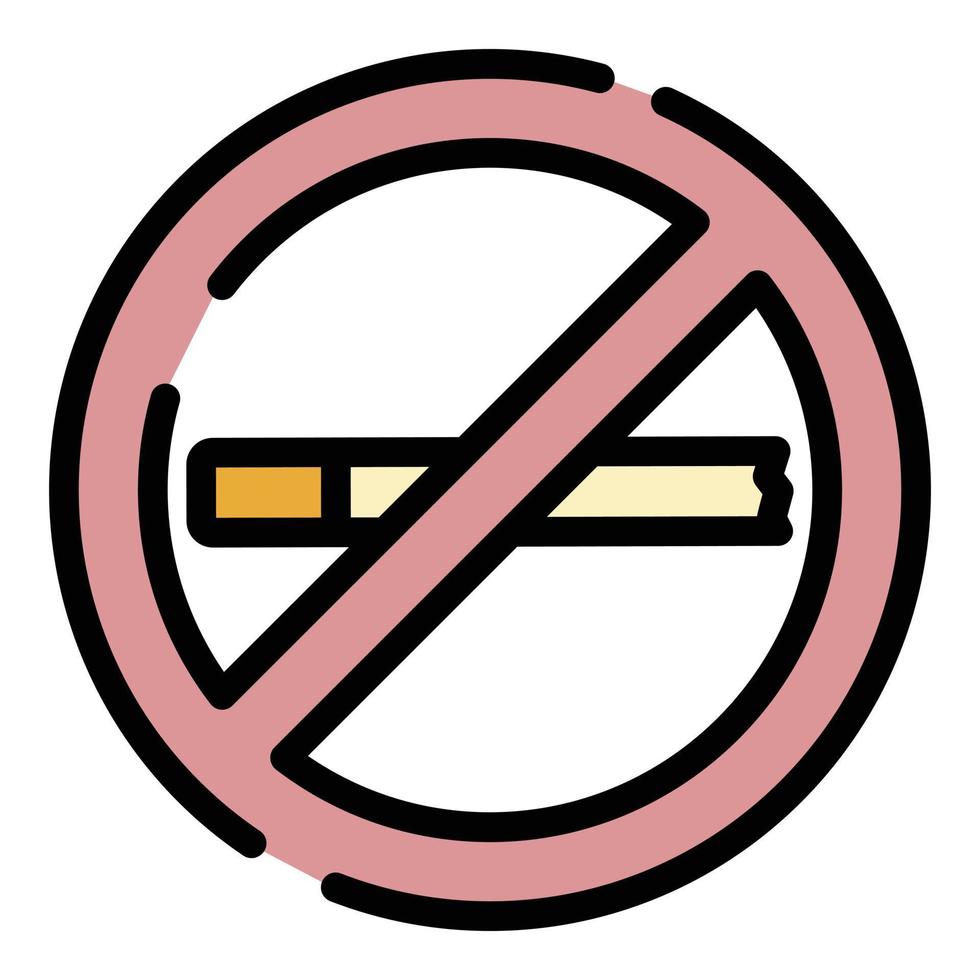 No smoking icon color outline vector