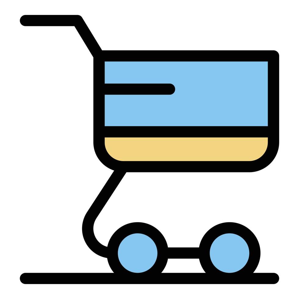 vector de contorno de color de icono de carrito de compras