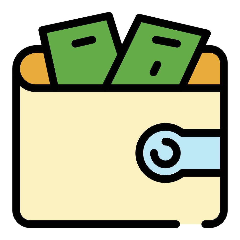 Full money wallet icon color outline vector