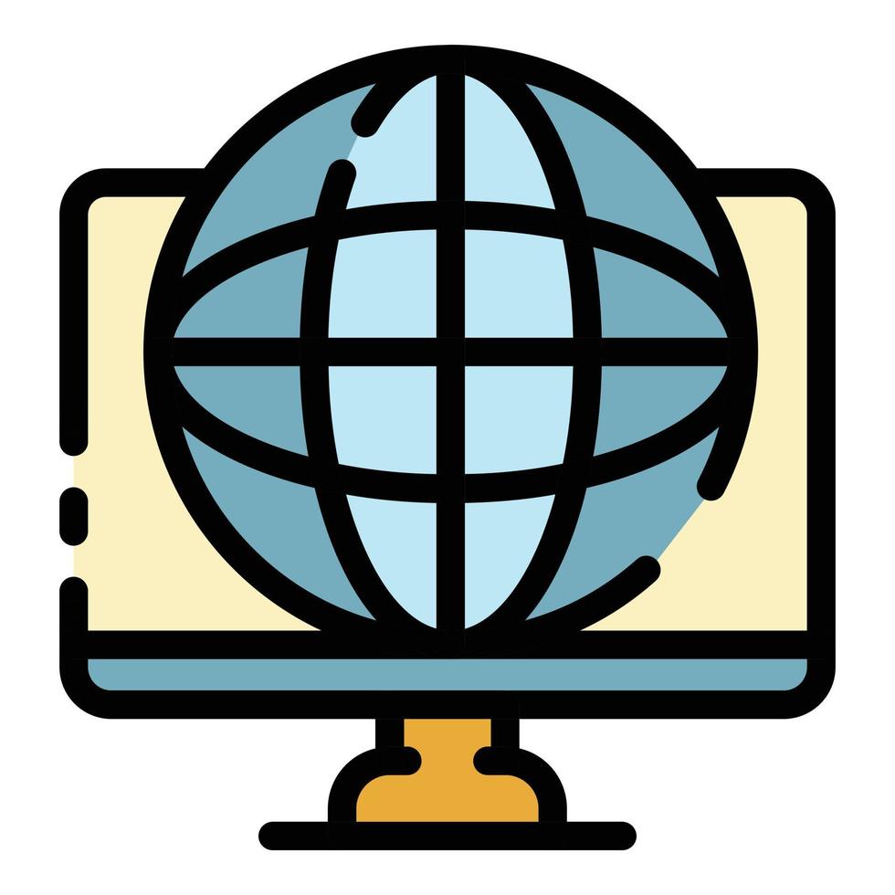 Global finance system icon color outline vector