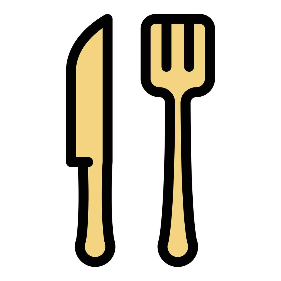 Knife and fork icon color outline vector