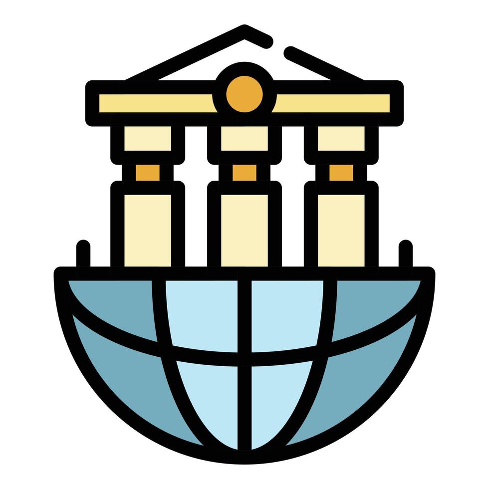 Global bank system icon color outline vector