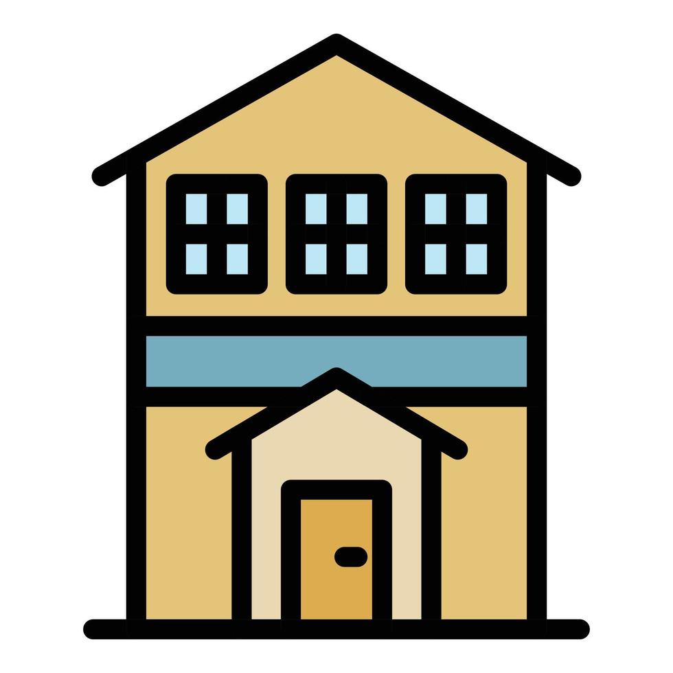 City house front view icon color outline vector