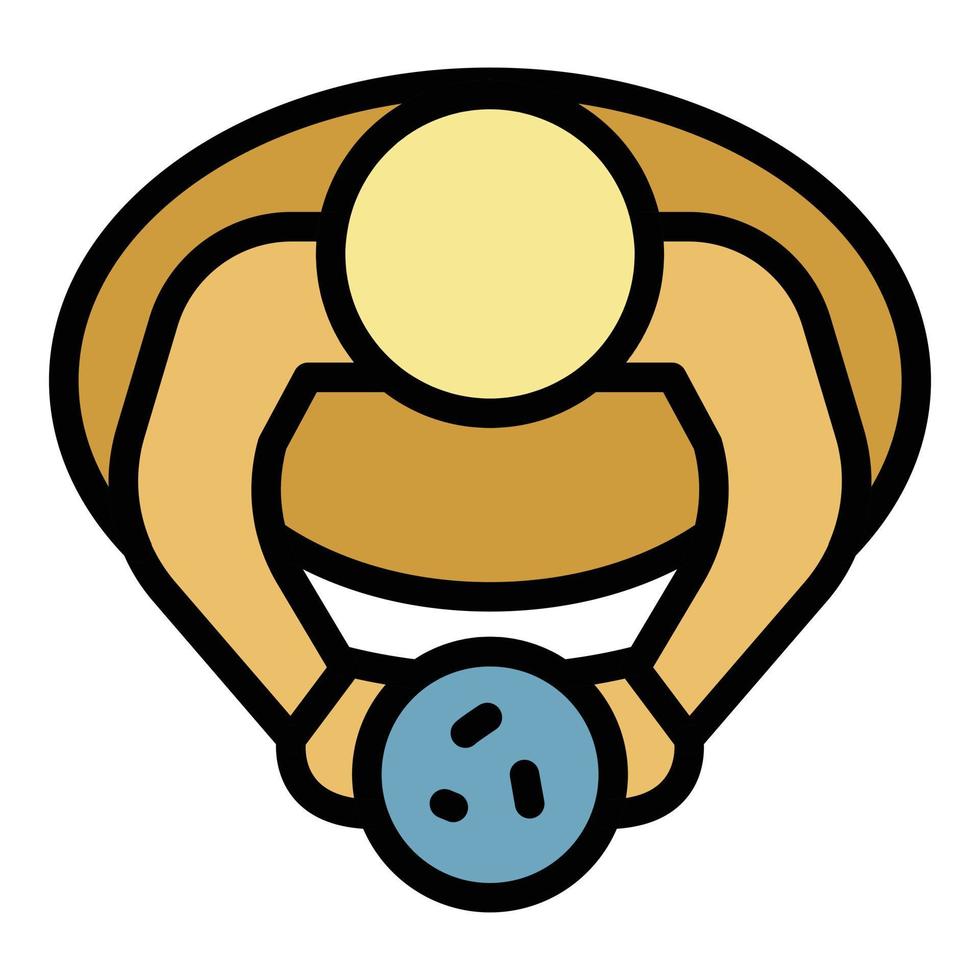 Man overweight top view icon color outline vector