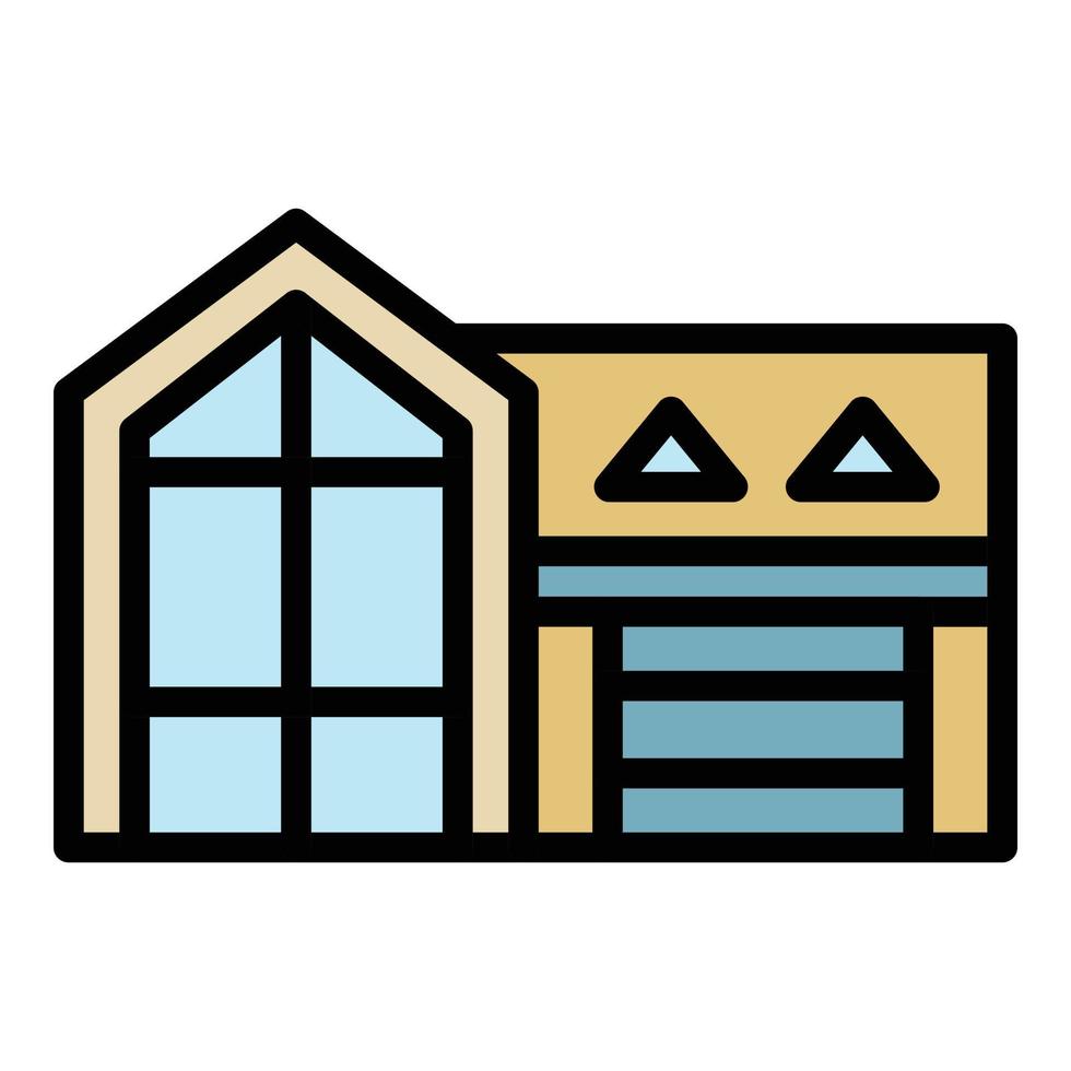Eco house icon color outline vector