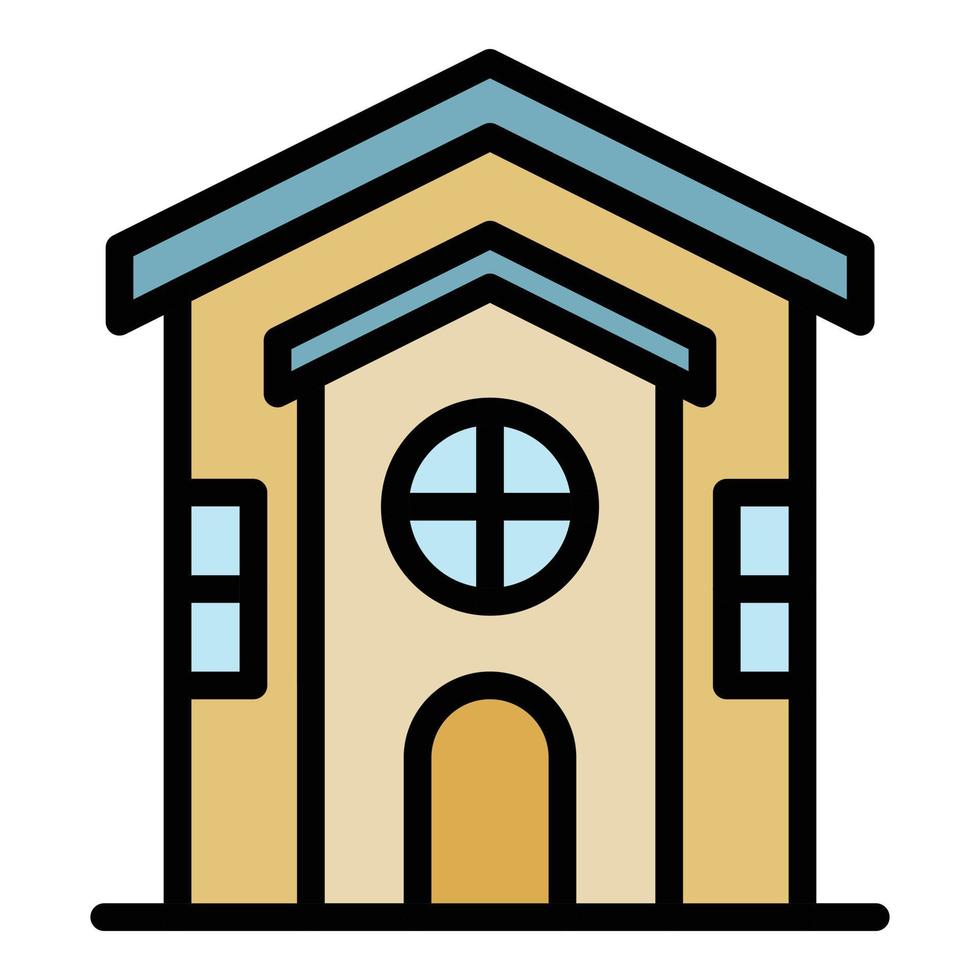 House view from the front icon color outline vector