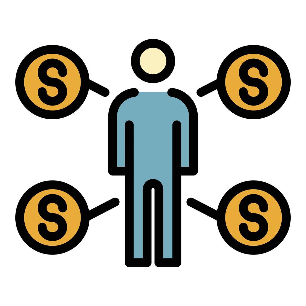 Distribution of money by man icon color outline vector