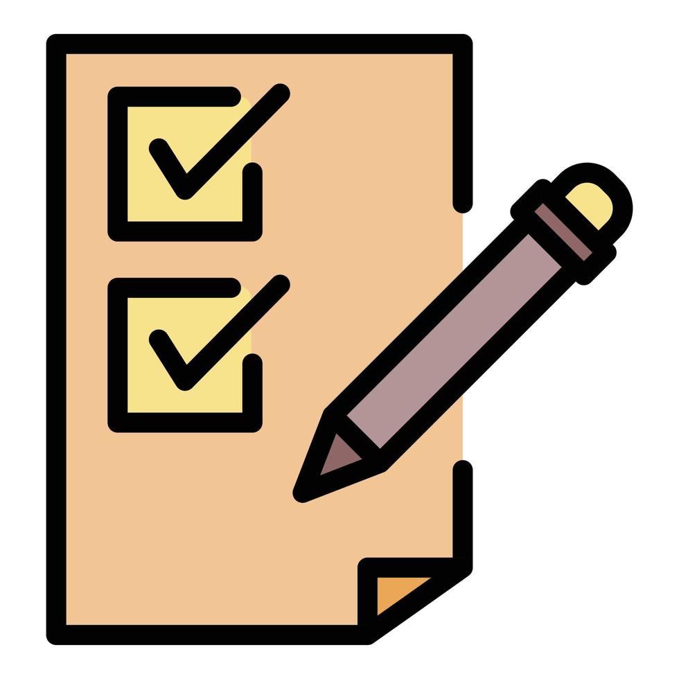 Pencil and checkbox list icon color outline vector