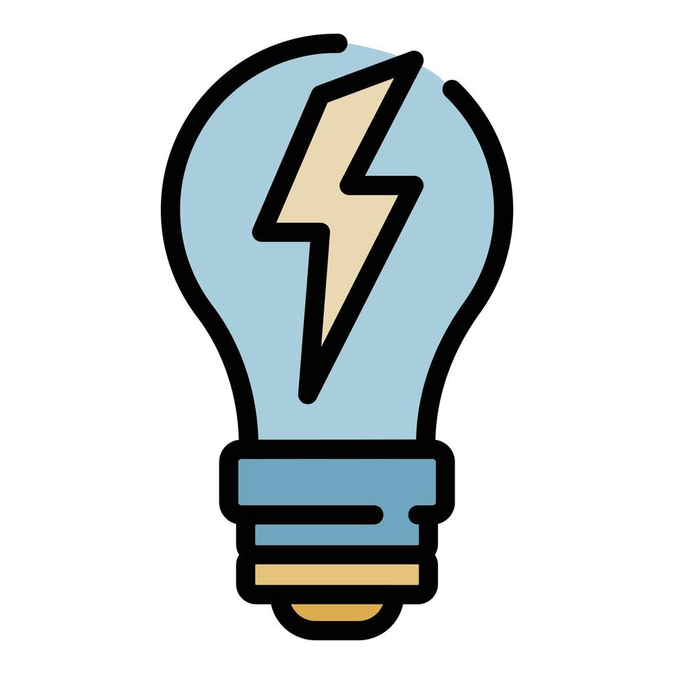 Light bulb with lightning icon color outline vector