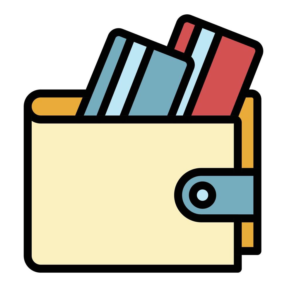 Wallet with credit cards icon color outline vector