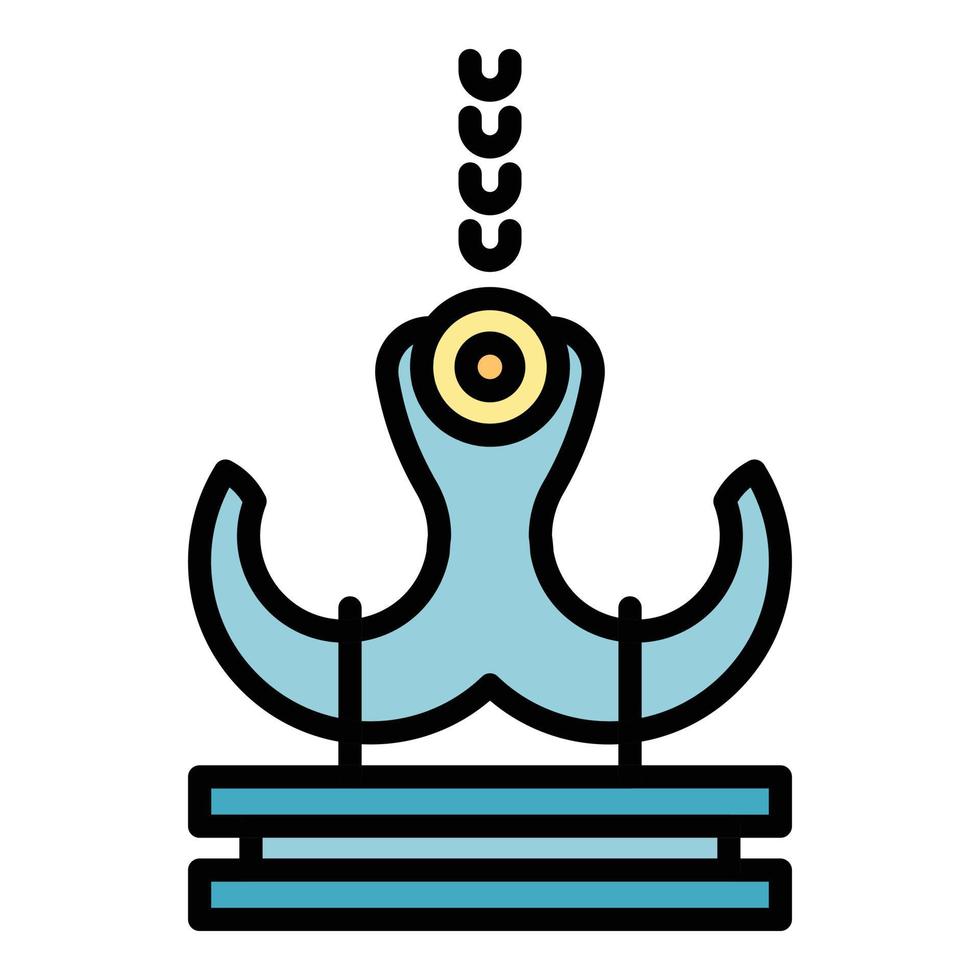 Port crane icon color outline vector