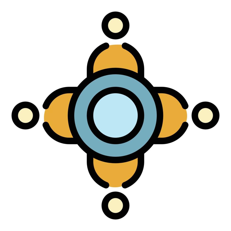 People at the round table icon color outline vector