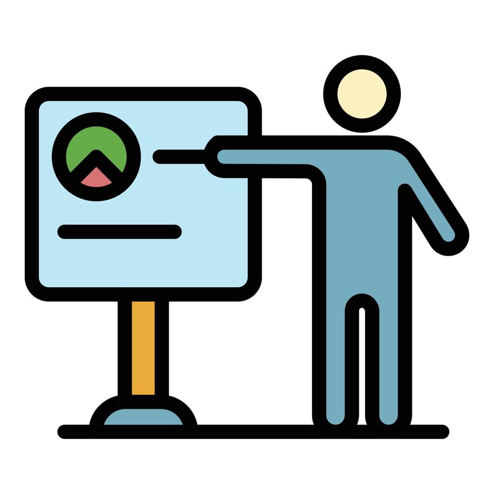 Man near the flipchart icon color outline vector