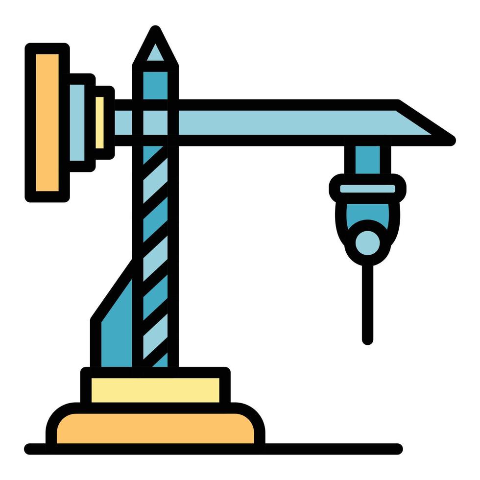 Drill crane icon color outline vector