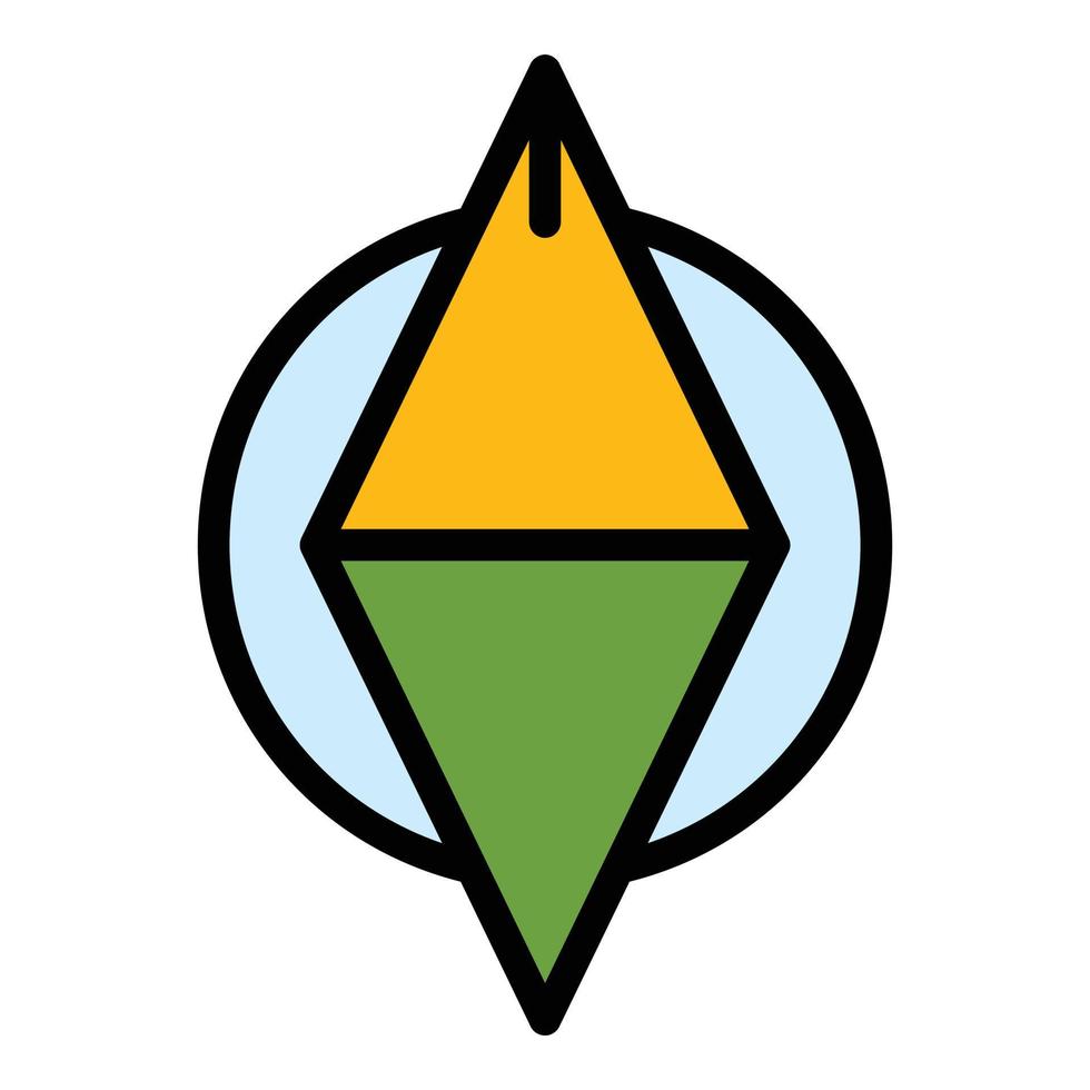 Quest compass icon color outline vector