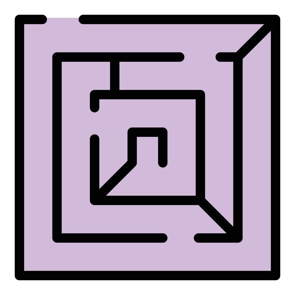 Square labyrint icon color outline vector