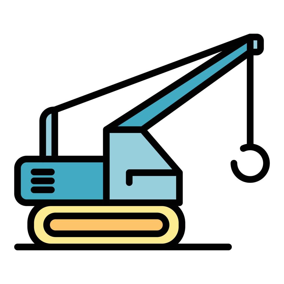 Ring crane excavator icon color outline vector