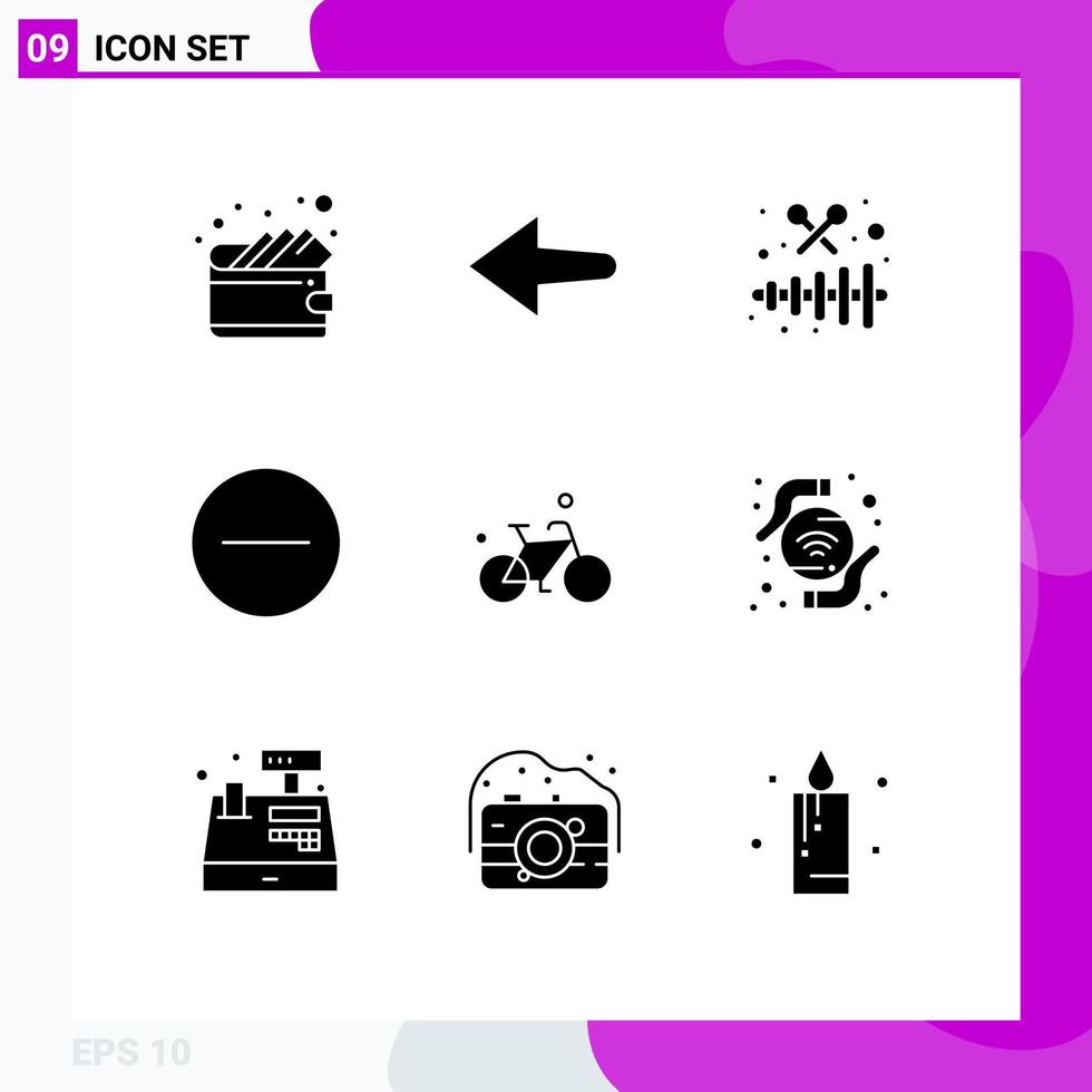 9 Universal Solid Glyphs Set for Web and Mobile Applications wifi spring party cycle bicycle Editable Vector Design Elements