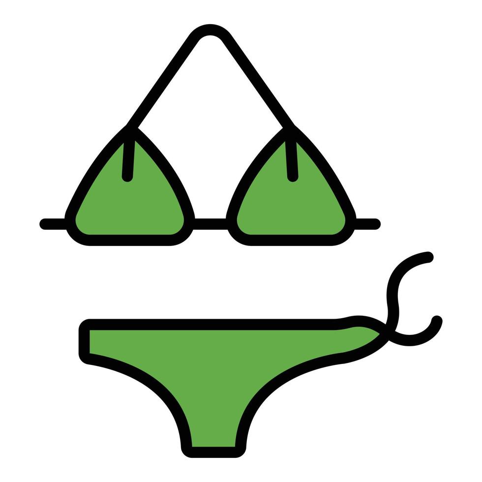 Woman beach swimwear icon color outline vector