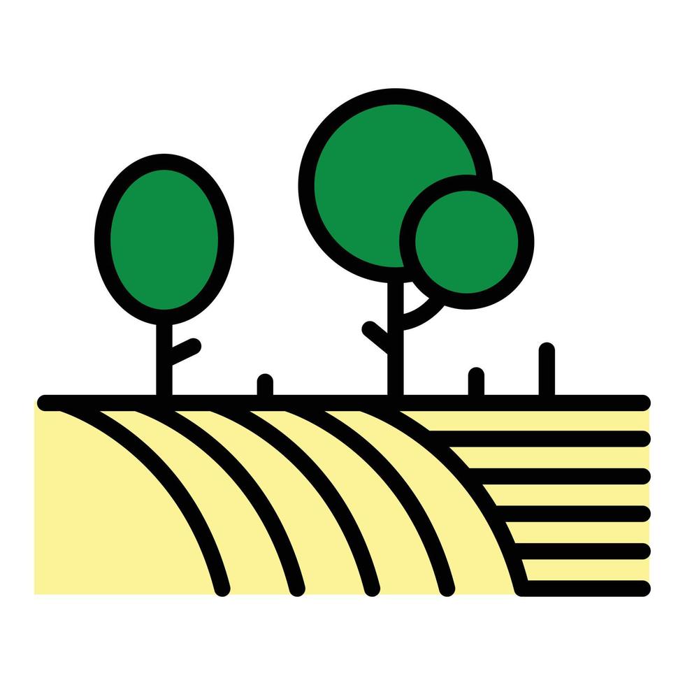 vector de contorno de color de icono de jardín de granja